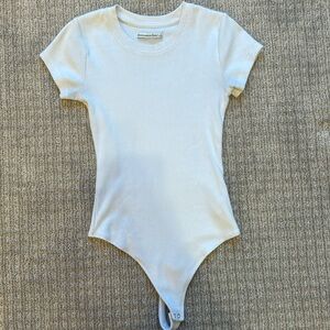 White Ribbed Short Sleeve Bodysuit